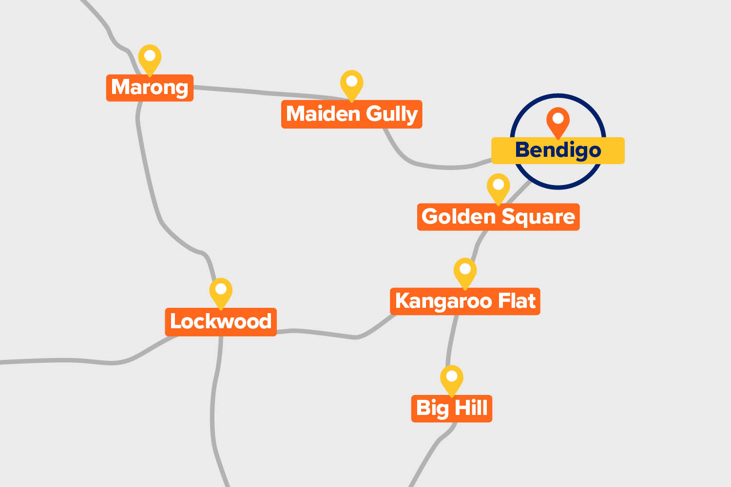 Kangaroo Flat, Golden Square, Maiden Gully, Marong, Lockwood and Big Hill map